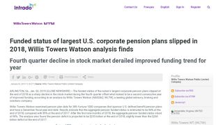 
                            11. Funded status of largest U.S. corporate pension plans slipped in 2018 ...