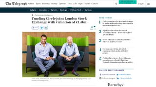 
                            11. Funding Circle joins London Stock Exchange with valuation of £1.5bn