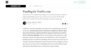 
                            10. Funding for YouPic.com – ModernPics