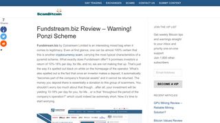
                            2. Fundstream.biz Review - Warning! Ponzi Scheme - Scam Bitcoin
