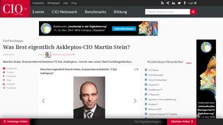 
                            13. Fünf Buchtipps: Was liest eigentlich Asklepios-CIO Martin Stein? - cio.de