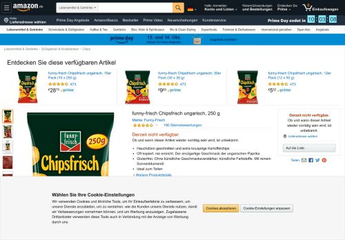 
                            8. funny-frisch Chipsfrisch ungarisch, 250 g: Amazon.de: Amazon Pantry