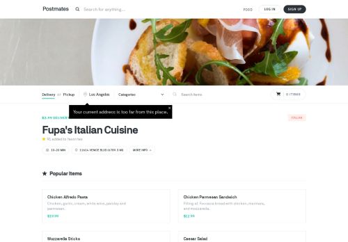 
                            11. Fupa's Italian Cuisine Delivery • Order Online • Los Angeles (11819 ...