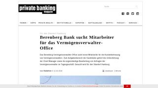 
                            12. Für den Standort Hamburg: Berenberg Bank sucht Mitarbeiter für das ...