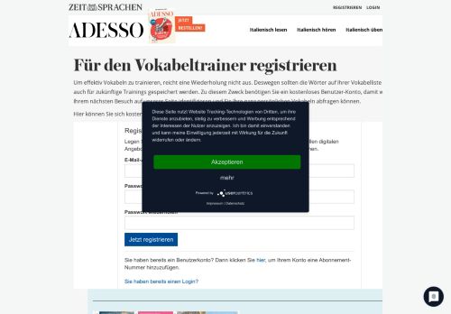 
                            3. Für den Vokabeltrainer registrieren | Adesso Online