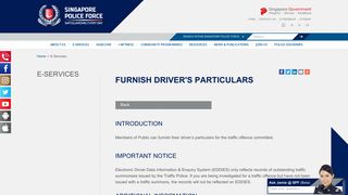 
                            6. Furnish Driver's Particulars - Singapore Police Force