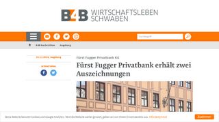 
                            12. Fürst Fugger Privatbank erhält zwei Auszeichnungen - Augsburg ...