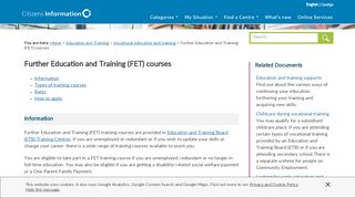 
                            10. Further Education and Training (FET) courses - Citizens Information