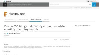 
                            9. Fusion 360 hangs indefinitely or crashes while creating or editing ...