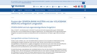 
                            11. Fusion der SPARDA-BANK AUSTRIA mit der VOLKSBANK WIEN AG ...