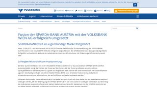 
                            11. Fusion der SPARDA-BANK AUSTRIA mit der VOLKSBANK WIEN ...