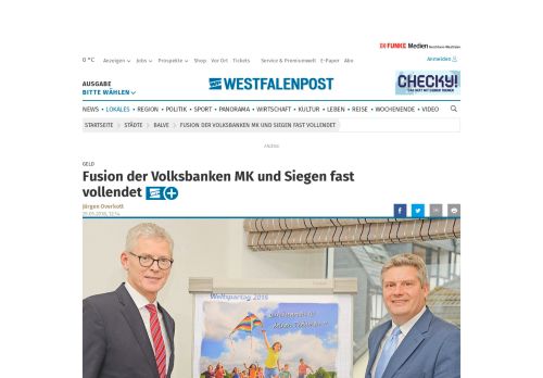 
                            9. Fusion der Volksbanken MK und Siegen fast vollendet | wp.de | Balve