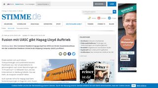 
                            6. Fusion mit UASC gibt Hapag-Lloyd Auftrieb - STIMME.de