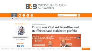 
                            9. Fusion von VR-Bank Neu-Ulm und Raiffeisenbank Holzheim perfekt ...