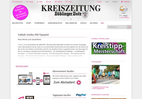 
                            11. Fußball: Großes KRZ-Tippspiel - Kreiszeitung Böblinger Bote
