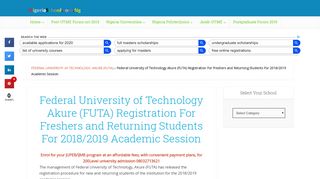 
                            9. FUTA Registration for New and Returning Students 2018/2019