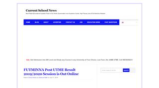 
                            7. FUTMINNA Post UTME Result 2018/2019 | Check FUTMINNA ...