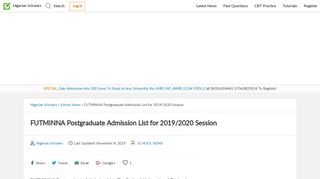 
                            13. FUTMINNA Postgraduate Admission List for 2018/2019 Session
