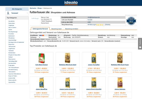 
                            2. futterbauer.de Online-Shop aus Pfedelbach: Daten, Bewertungen und ...