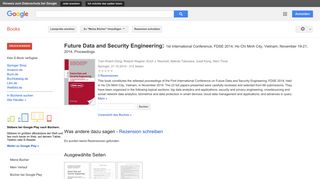 
                            6. Future Data and Security Engineering: 1st International ... - Google Books-Ergebnisseite