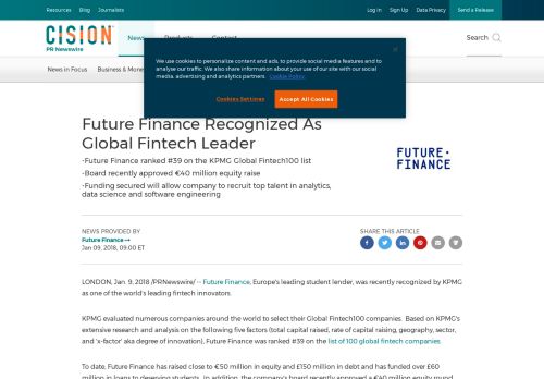 
                            6. Future Finance Recognized As Global Fintech Leader - PR Newswire