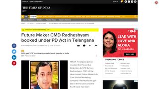 
                            13. Future Maker CMD Radheshyam booked under PD Act in Telangana