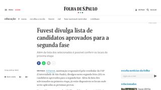 
                            8. Fuvest divulga lista de candidatos aprovados para a segunda fase ...