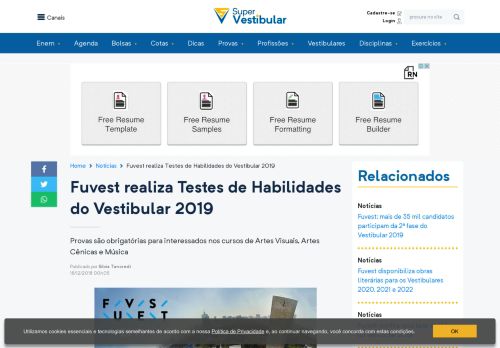 
                            12. Fuvest realiza Testes de Habilidades do Vestibular 2019