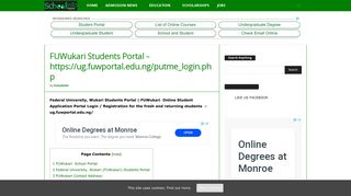 
                            9. FUWukari Students Portal - https://ug.fuwportal.edu.ng/putme_login ...