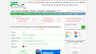 
                            9. FWO Frontier Works Organization Jobs 2019 Apply ... - ...