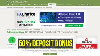 
                            2. Fx Discounts and Rebates - 50% DEPOSIT BONUS - NatureForex (NFX ...