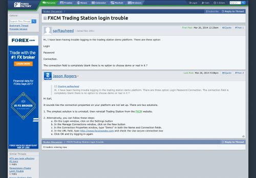 
                            10. FXCM Trading Station login trouble @ Forex Factory