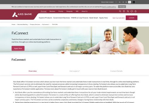 
                            7. FxConnect - Treasury Services - Corporate Banking - Axis Bank