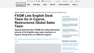 
                            11. FXGM Lets English Desk Team Go in Cyprus, Restructures Global ...