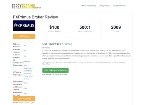 
                            9. FXPrimus Forex Broker Review: Sign Up Bonus, Spreads & ...