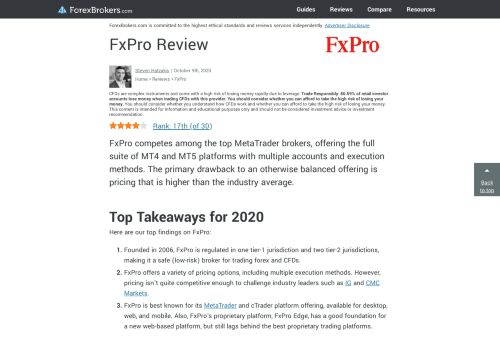 
                            7. FxPro Review - ForexBrokers.com