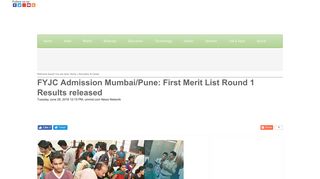 
                            4. FYJC Admission Mumbai/Pune: First Merit List Round 1 Results ...