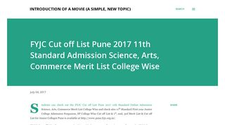
                            6. FYJC Cut off List Pune 2017 11th Standard Admission Science, Arts ...