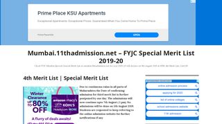 
                            4. FYJC Third Merit List 2018-19: Mumbai.11thadmission.net