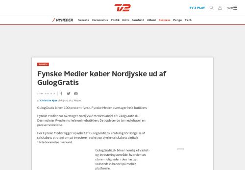 
                            11. Fynske Medier køber Nordjyske ud af GulogGratis - TV 2