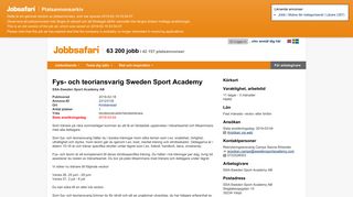 
                            10. Fys- och teoriansvarig Sweden Sport Academy | Jobbsafari