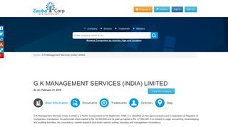 
                            12. G K MANAGEMENT SERVICES (INDIA) LIMITED - Company, directors ...
