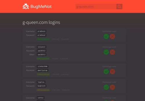 
                            1. g-queen.com passwords - BugMeNot