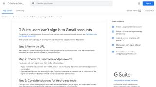 
                            13. G Suite users can't sign in to Gmail accounts - Google Support