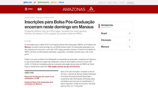 
                            6. G1 - Inscrições para Bolsa Pós-Graduação encerram neste domingo ...