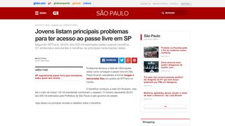 
                            8. G1 - Jovens listam principais problemas para ter acesso ao passe ...