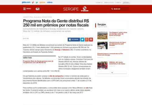 
                            8. G1 - Programa Nota da Gente distribui R$ 250 mil em prêmios por ...