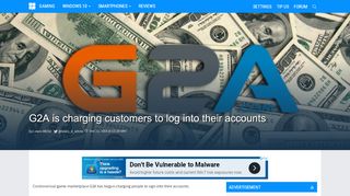 
                            13. G2A is charging customers to log into their accounts - MSPoweruser