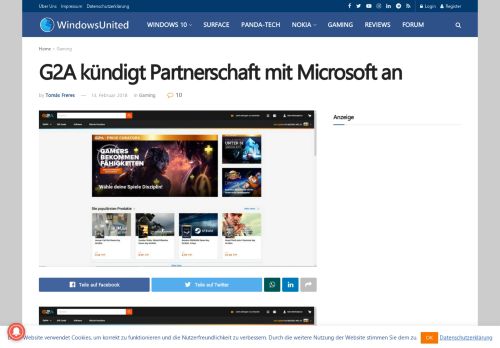 
                            12. G2A kündigt Partnerschaft mit Microsoft an | WindowsUnited