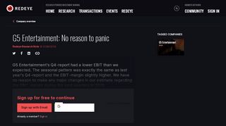 
                            11. G5 Entertainment: No reason to panic | Redeye.se